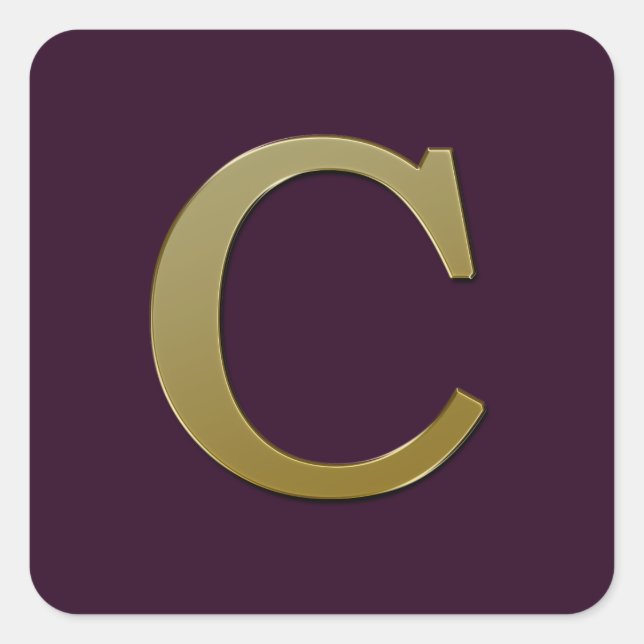 Letter C Gold Square Sticker (Front)