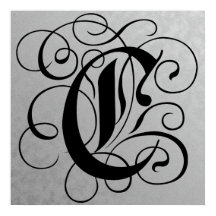 Letter C, Gothic Monogram Black Poster