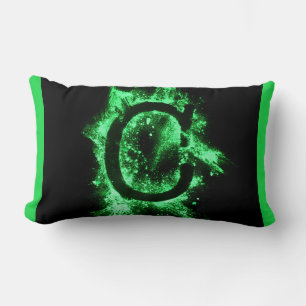 Letter C Green Capital Alphabet Lumbar Cushion