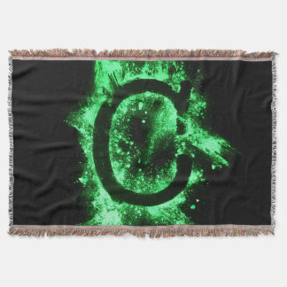 Letter C Green Capital Alphabet Throw Blanket