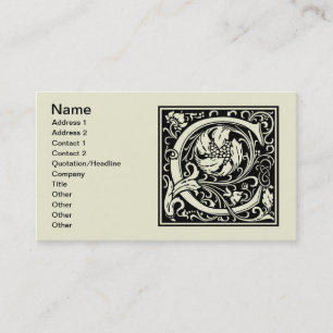 Letter C Mediaeval Monogram Art Nouveau Business Card