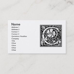 Letter C Mediaeval Monogram Art Nouveau Business Card