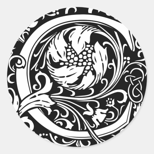 Letter C Mediaeval Monogram Art Nouveau Classic Round Sticker (Front)