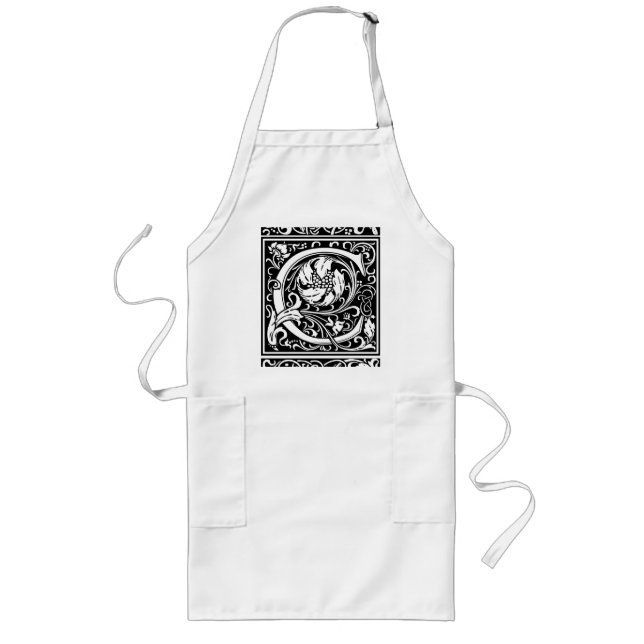 Letter C Mediaeval Monogram Art Nouveau Long Apron (Front)