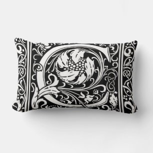 Letter C Mediaeval Monogram Art Nouveau Lumbar Cushion