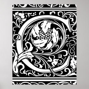 Letter C Mediaeval Monogram Art Nouveau Poster