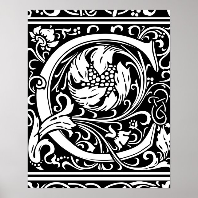 Letter C Mediaeval Monogram Art Nouveau Poster (Front)