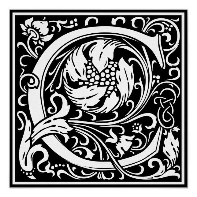 Letter C Mediaeval Monogram Art Nouveau Poster (Front)