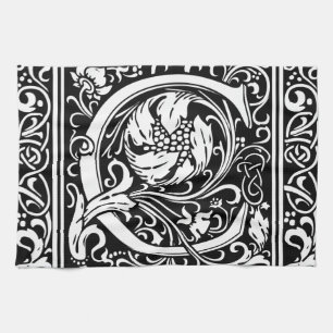 Letter C Mediaeval Monogram Art Nouveau Tea Towel