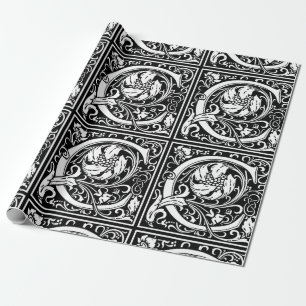 Letter C Mediaeval Monogram Art Nouveau Wrapping Paper