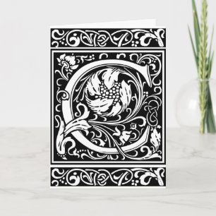 Letter C Mediaeval Monogram Vintage Initial Note Card
