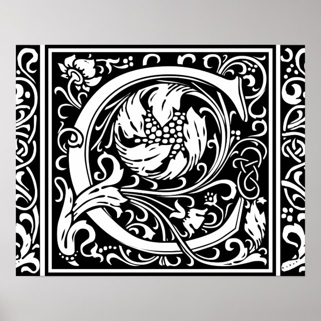 Letter C Medieval Monogram Art Nouveau Poster (Front)