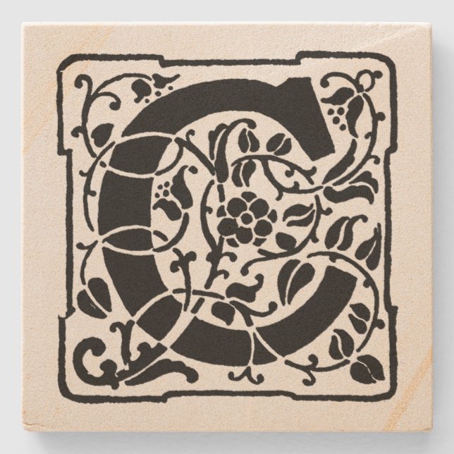 Letter 'C' Momogram Stone Coaster (Front)
