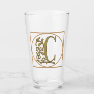 LETTER C MONOGRAM Beautiful Wedding New Home Gift Glass