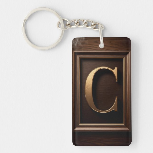 🟡 Letter C Monogram Gift For Him 🔑 Key Ring (Front)