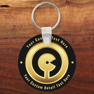Letter C monogram Gold Circle Initial charm Key Ring