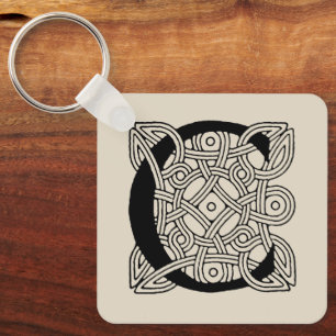 Letter C Monogram Vintage Celtic Knot Print Key Ring