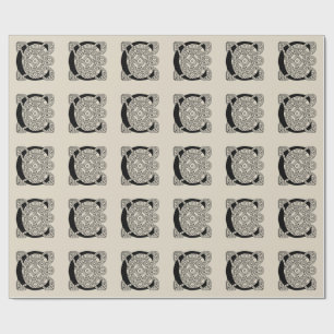 Letter C Monogram Vintage Celtic Knot Print Wrapping Paper