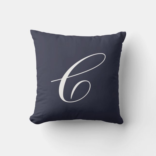 Letter C Navy Blue Monogram Pillow (Front)
