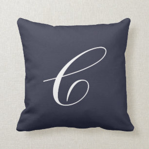 Letter C Navy Blue Monogram Pillow
