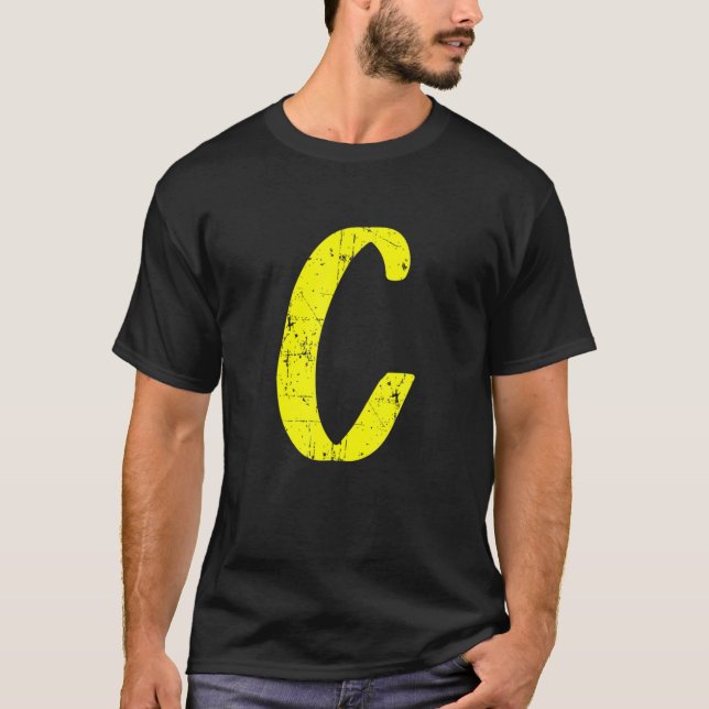 Letter C Single Initial Capital Alphabet Monogram T-Shirt (Front)