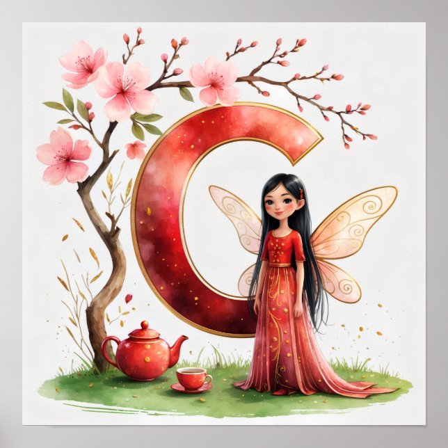 Letter C Tea Ceremony Fairy Poster Asian Alphabet (Front)