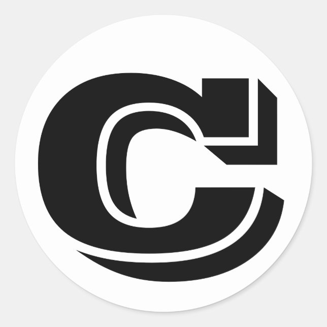 Letter C Vineta Alphabet by Janz White Classic Round Sticker (Front)