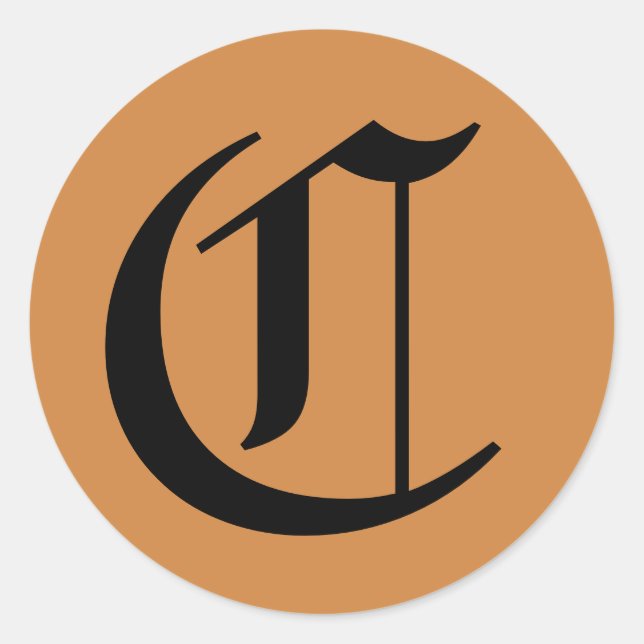 Letter C Wedding Alphabet by Janz Peru Gold Classic Round Sticker (Front)