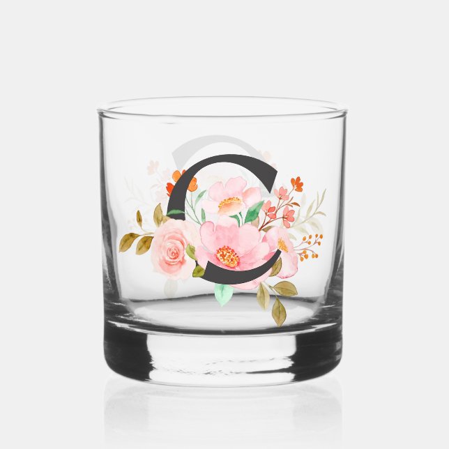 Letter C Whiskey Glass (Front)