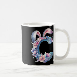 Letter C With Bunny Ears Adorned With Soft Pastel Coffee Mug