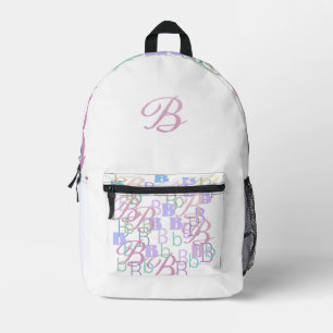 Letter Confetti "B" Printed Backpack