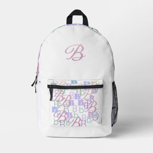 Letter Confetti "B"  Printed Backpack (Front)