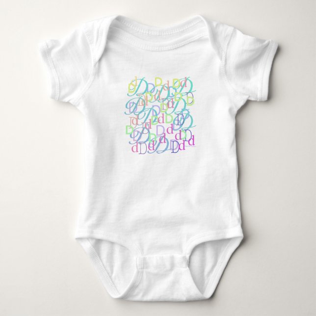 Letter Confetti "D" Baby Romper Bodysuit (Front)