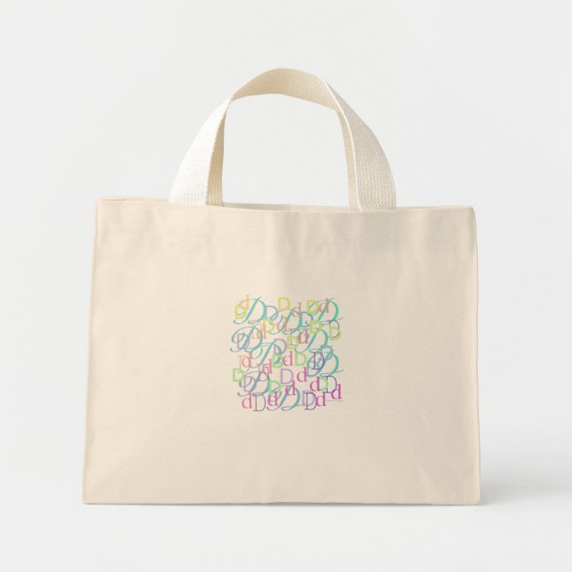 Letter Confetti "D" Mini Tote Bag (Front)