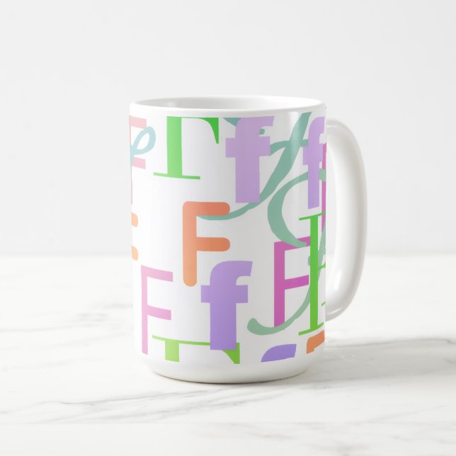 Letter Confetti "F" Coffee Mug (Front Right)