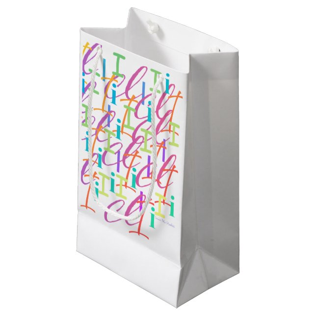 Letter Confetti "I" Small Gift Bag (Front Angled)