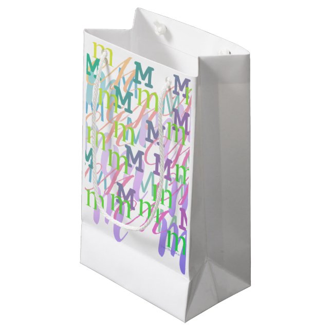 Letter Confetti "M" Small Gift Bag (Front Angled)