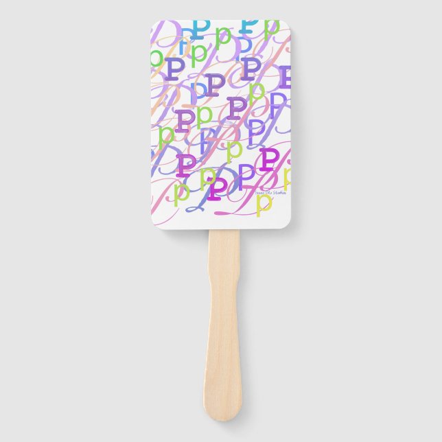 Letter Confetti "P" Hand Fan (Front)