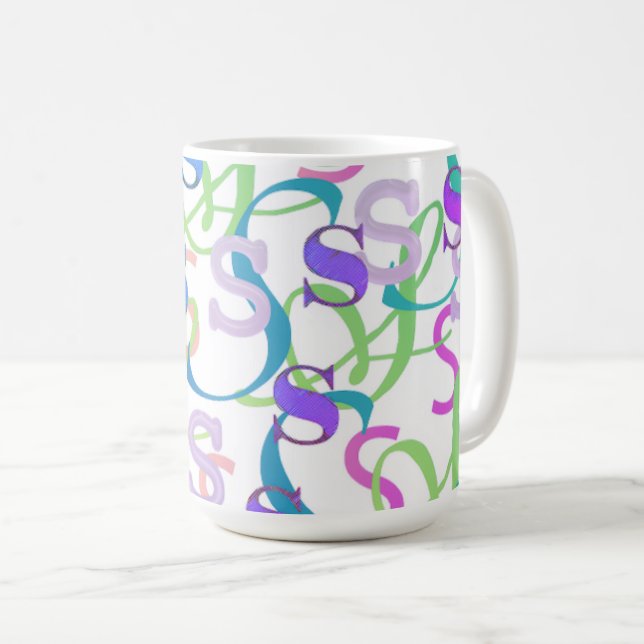 Letter Confetti "S" Coffee Mug (Front Right)