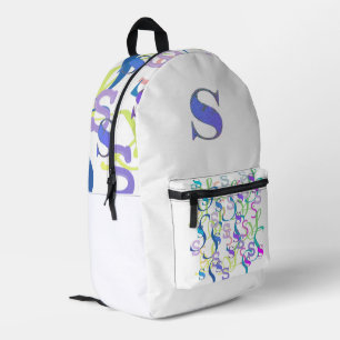 Letter Confetti "S" Printed Backpack