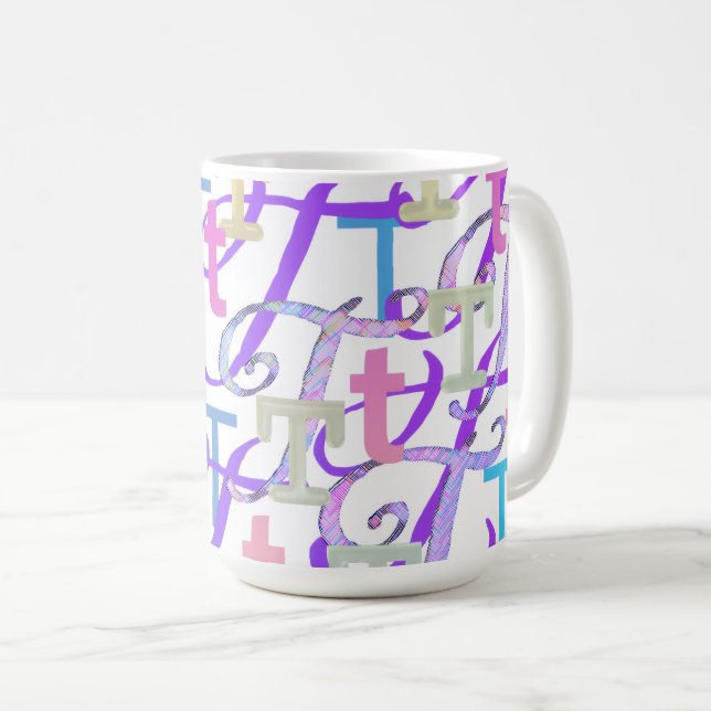 Letter Confetti "T" Coffee Mug (Front Right)