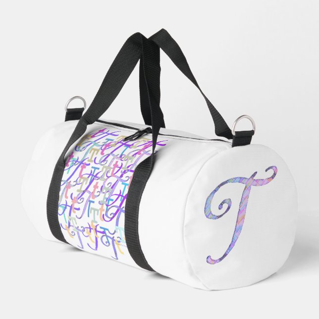  Letter Confetti "T"  Duffle Bag (Left Corner)
