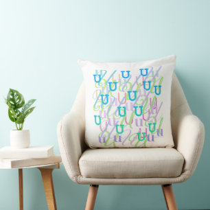 Letter Confetti "U" Throw Pillow