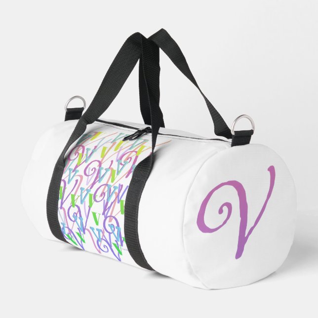  Letter Confetti "V"  Duffle Bag (Left Corner)