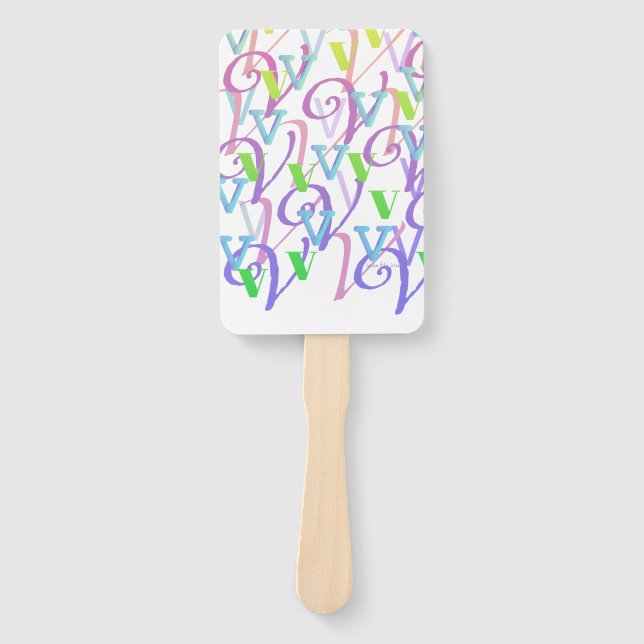 Letter Confetti "V" Hand Fan (Front)