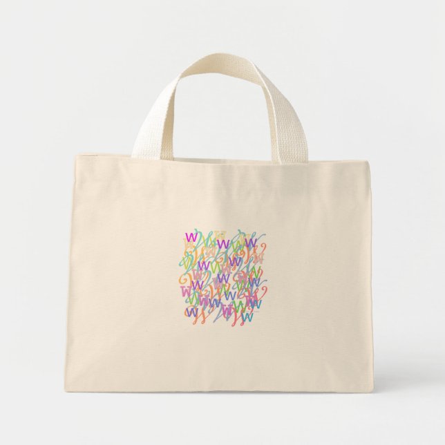 Letter Confetti "W" Mini Tote Bag (Front)