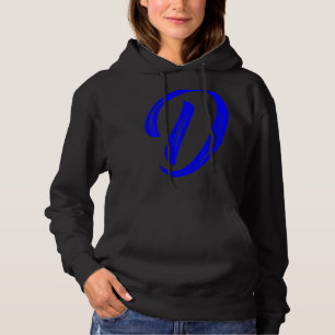 Letter D Alphabet Large Blue Graphic Initial Hoodie