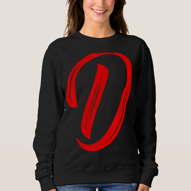 Letter D Alphabet Large Red Graphic Initial Sweatshirt (Front)