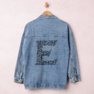 Letter D Alphabet Typography Denim Jacket