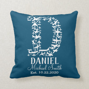 Letter D Aviation Airplanes Cushion